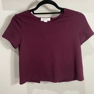 Burgundy Crop Top with Ladder Cut Out Back